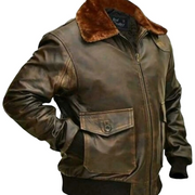 G-1 Force Aviator Flight A-2 Jacket Distressed Brown Genuine Bomber Leather Jacket