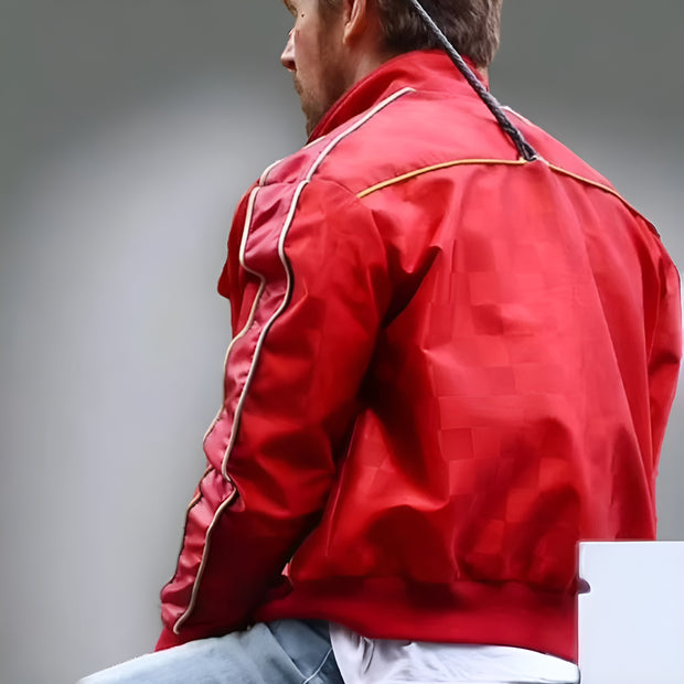 Ryan Gosling The Fall Guy Red Bomber Jacket, Premium Handmade Jacket For Men
