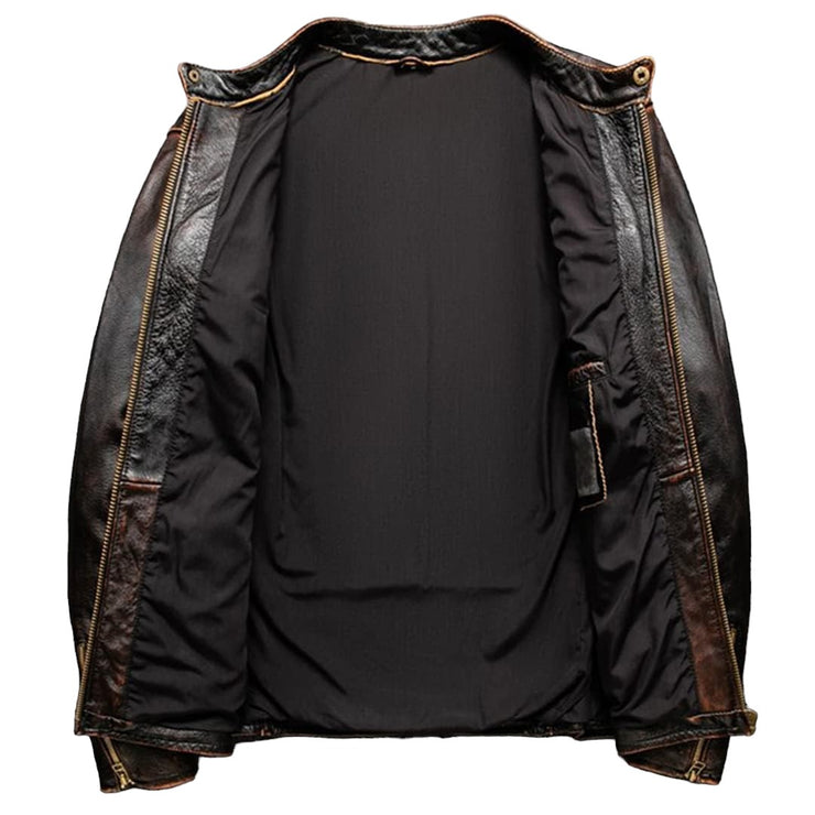Men's Handmade Motorcycle Biker Bomber Jacket, Real Leather Jacket
