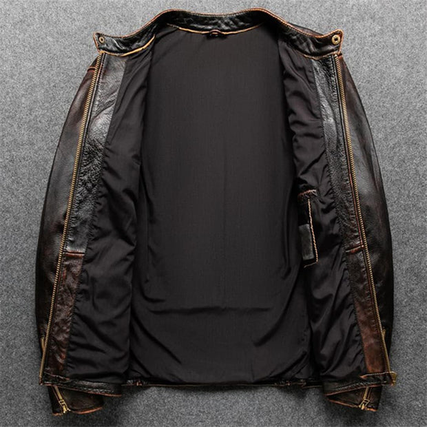 Men's Handmade Motorcycle Biker Bomber Jacket, Real Leather Jacket