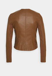 Women’s Tan Brown Genuine Leather Biker Jacket