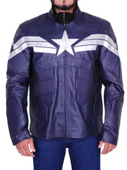 Leather jacket blue Captain America chris evans winter soldier jacket