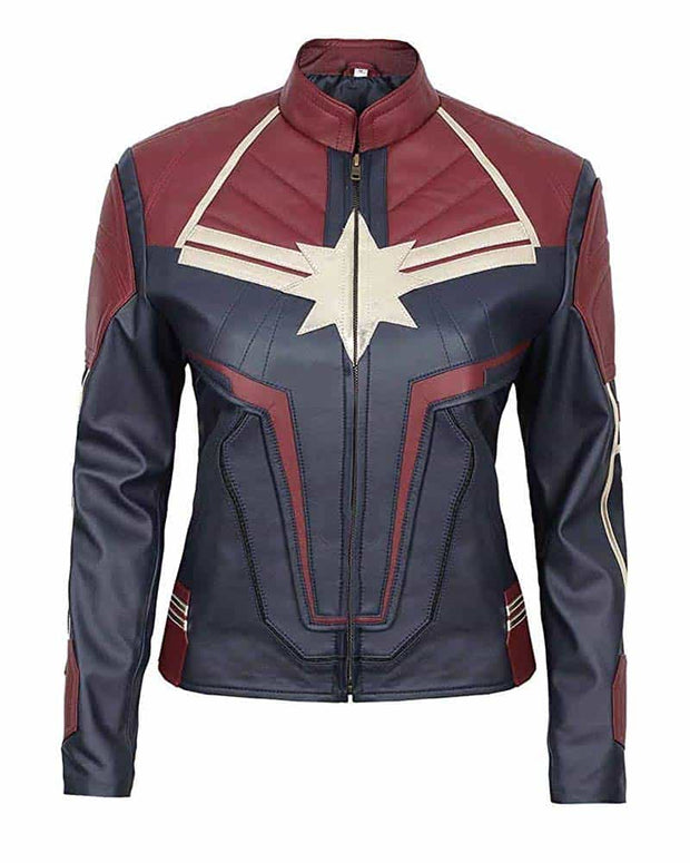 Leather jacket Captain Marvel carol Danvers  Trendy Outerwear Handcrafted Cosplay Costume