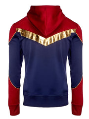 Brie Larson Captain Marvel Red and Blue Cotton Hoodie