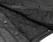 Black Lambskin Leather Jacket for Men, Button Closure Shirt Style