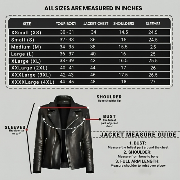 90s leather SIZE CHART