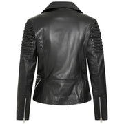 Women's Black Leather Biker Jacket By 3A