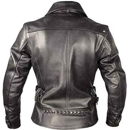 Women's Black Leather Punk Studded Jacket