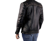Distressed Black Leather Jacket, Authentic Lambskin Outerwear for Men