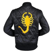 Motorcycle Drive Gosling Scorpion Logo Ivory White Bomber Satin Jacket