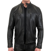 Men's Cafe Racer Biker Leather Jacket