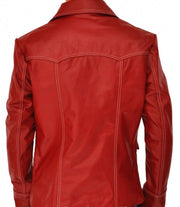 Fight Club Brad Pitt Tyler Durden Real Leather Jacket FC Coat Red