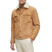 Men's Jacket in Genuine Goat Suede - Classic Shirt Style Leather Jacket with Pockets, Perfect for Casual or Dressy Occasions
