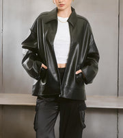 Vintage 90's Oversized Leather jacket for Women, American Style Women Bomber Leather jacket