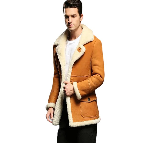 Men's B3 Shearling Jacket - Long Style Fur Coat