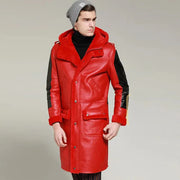 Men's B3 Shearling Jacket - Winter Leather Long Thick Coat