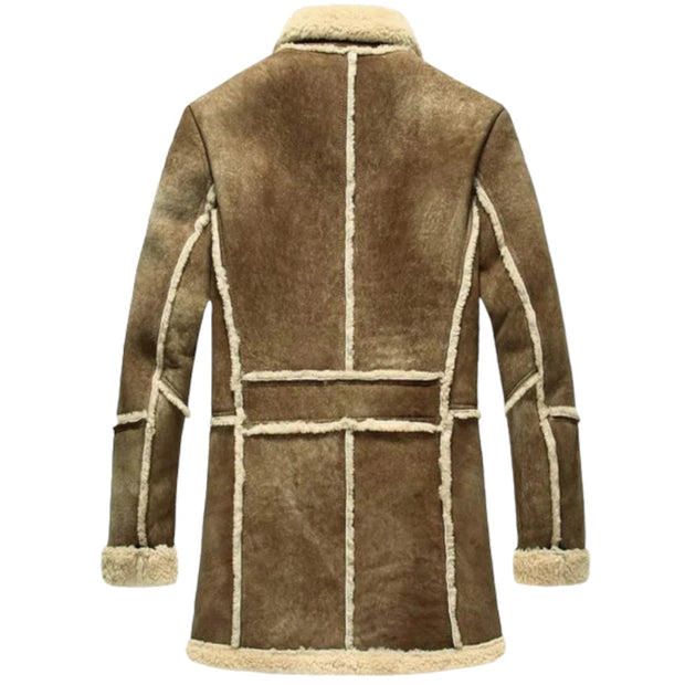 Mens Shearling Brown Sheepskin Leather Coat