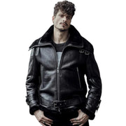 Men's Shearling Leather Jacket - B3 Flying Aviator Fur Coat