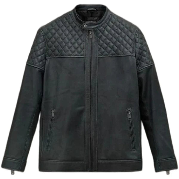 Quilted Panel Leather Jacket, gift for boyfriend