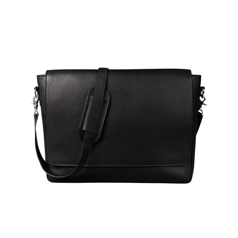 Black Mens & Women Leather Messenger Bag