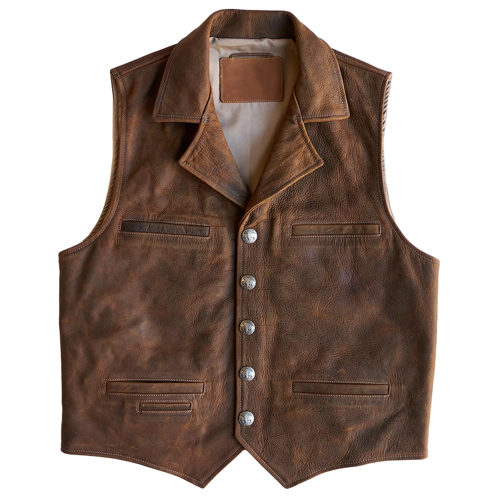 Boone Dark Brown Vest In Leather
