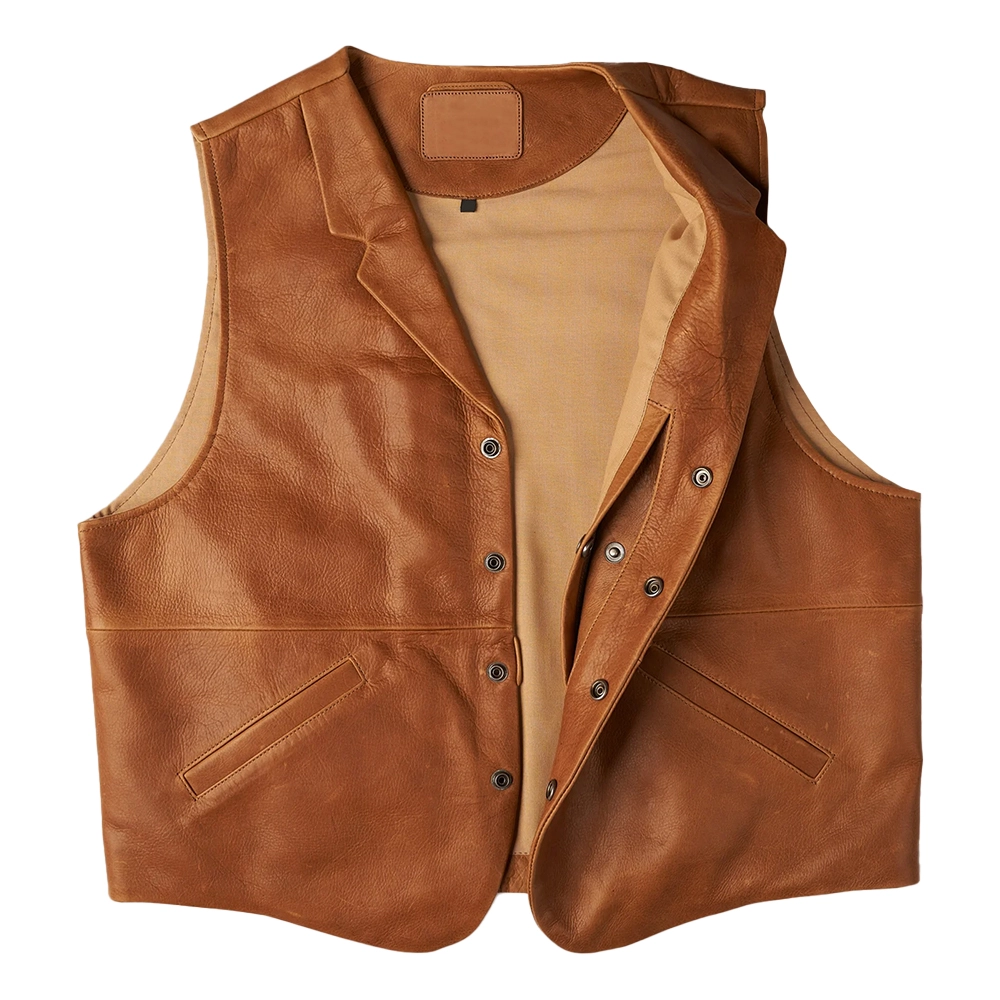 Clay Brown Classic Lapel Leather Vest