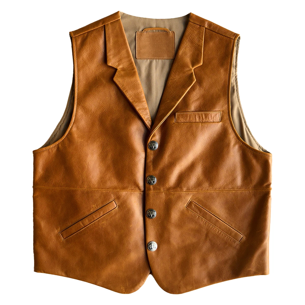 Clay Brown Classic Lapel Leather Vest