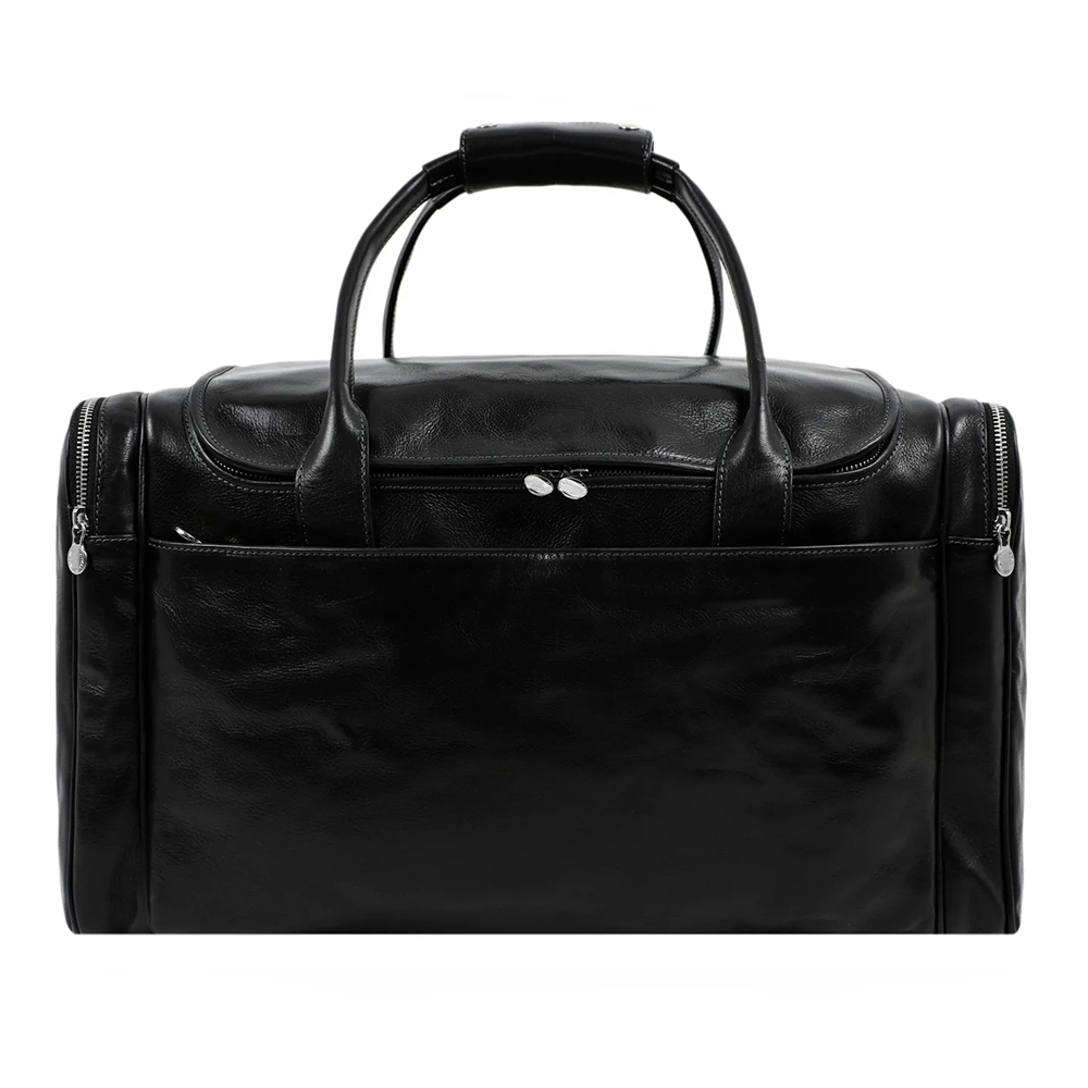 Large Black Leather Duffle Bag