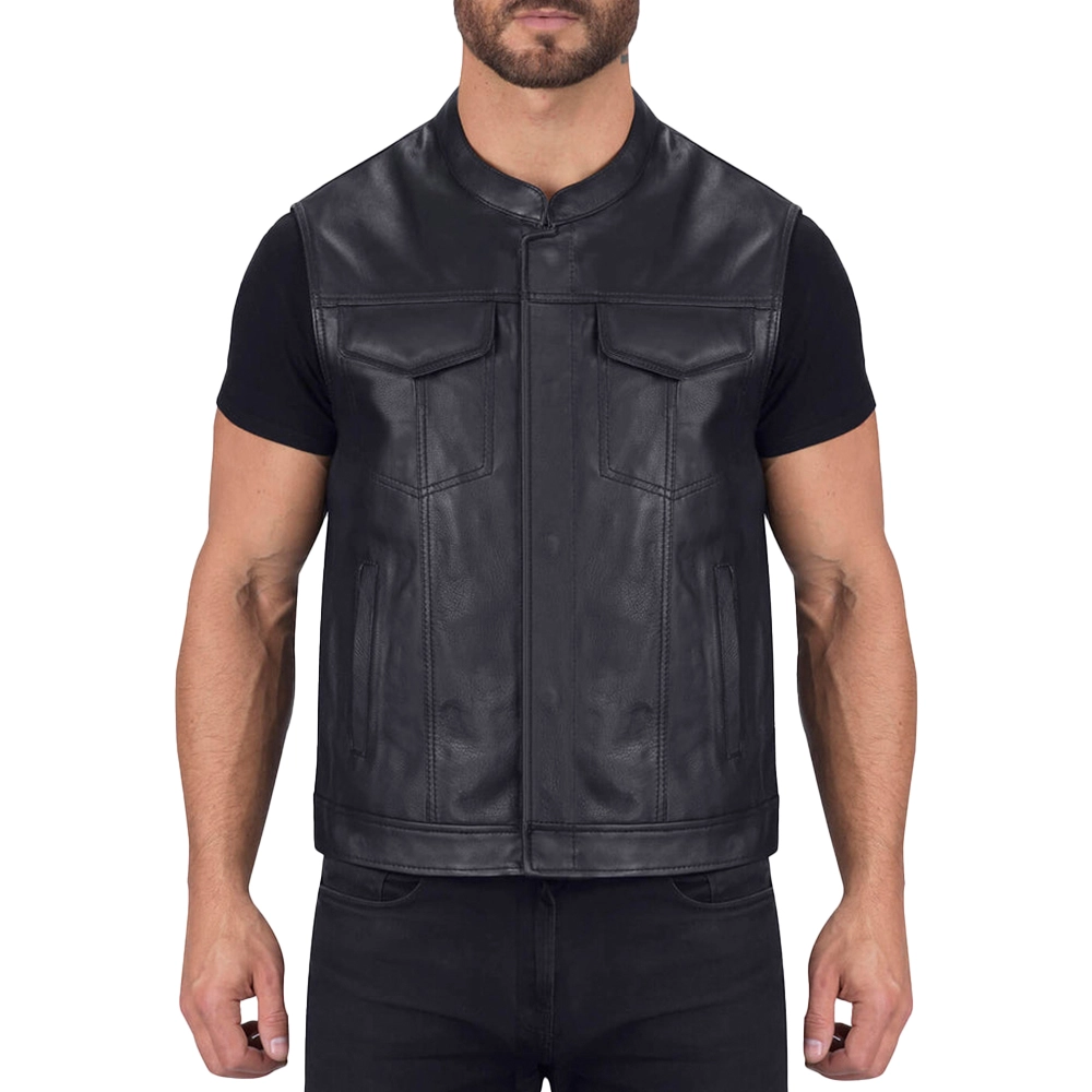 Leather Motorcycle Vest For Men