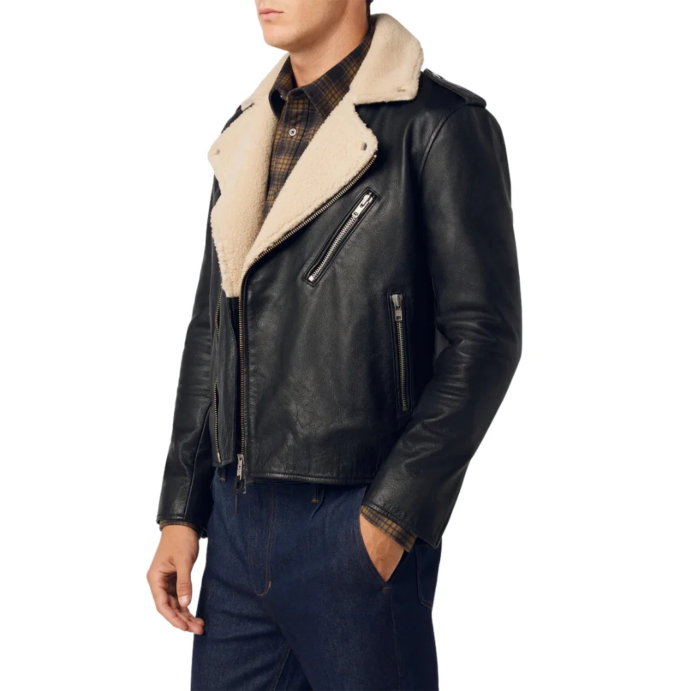 Mens Black Aviator Leather Jacket