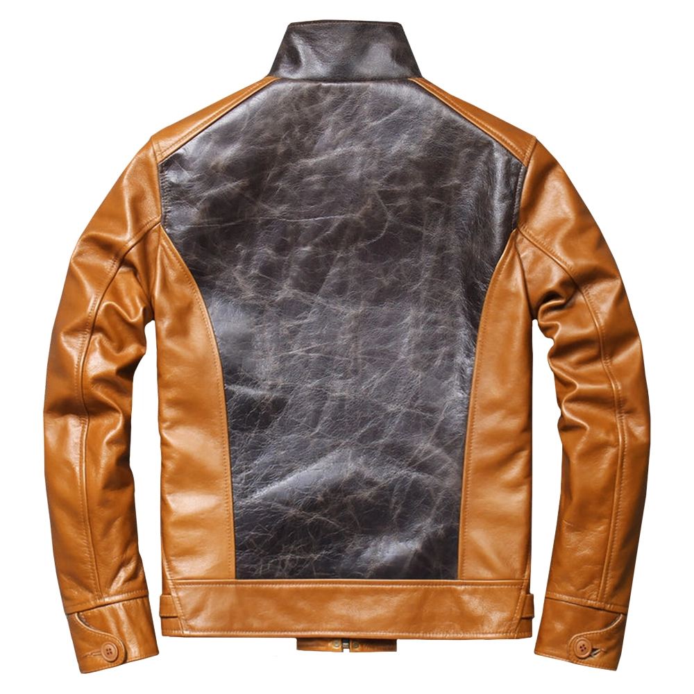 Menโs Brown and Black Vintage Leather Jacket