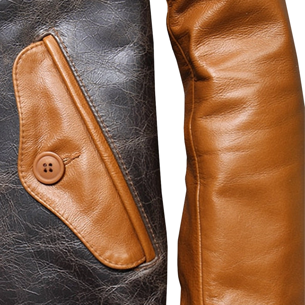 Menโs Brown and Black Vintage Leather Jacket