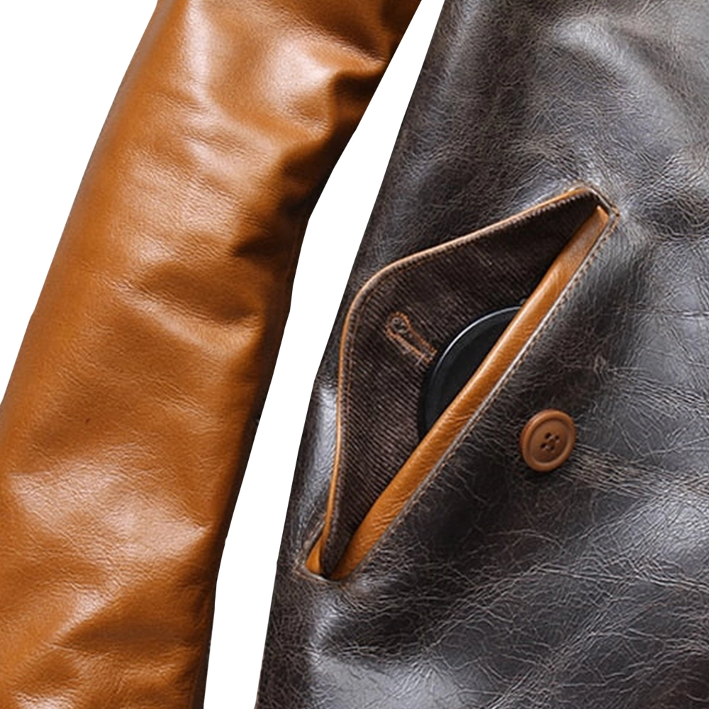 Menโs Brown and Black Vintage Leather Jacket