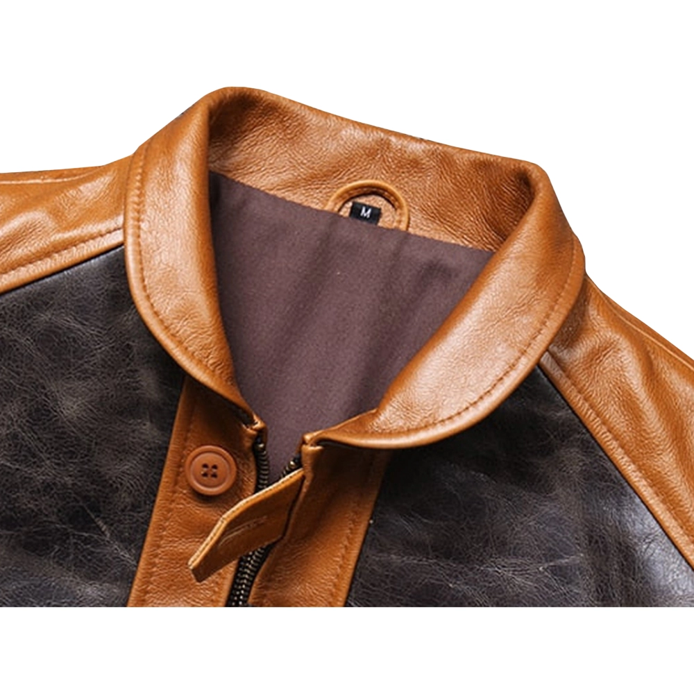 Menโs Brown and Black Vintage Leather Jacket