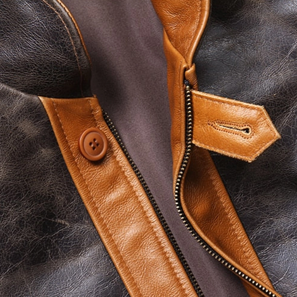 Menโs Brown and Black Vintage Leather Jacket