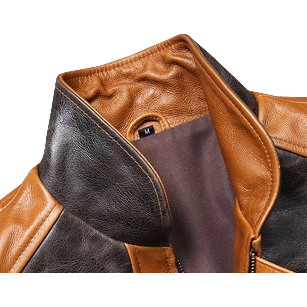 Menโs Brown and Black Vintage Leather Jacket