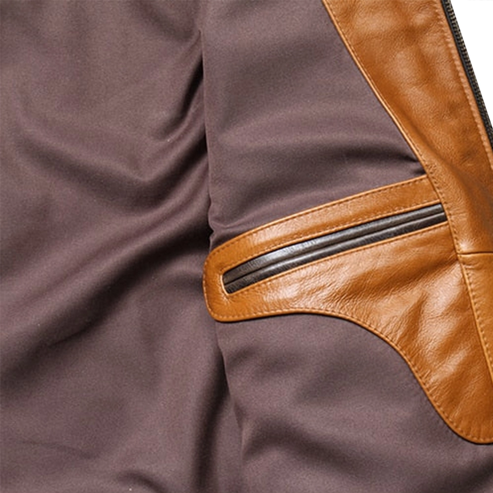 Menโs Brown and Black Vintage Leather Jacket