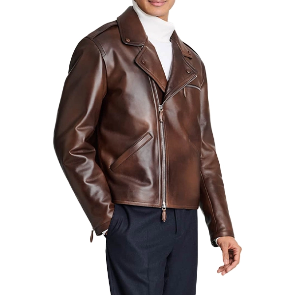 Menโs Brown Motorcycle Leather Jacket