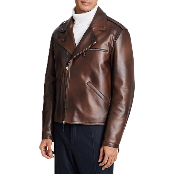 Menโs Brown Motorcycle Leather Jacket