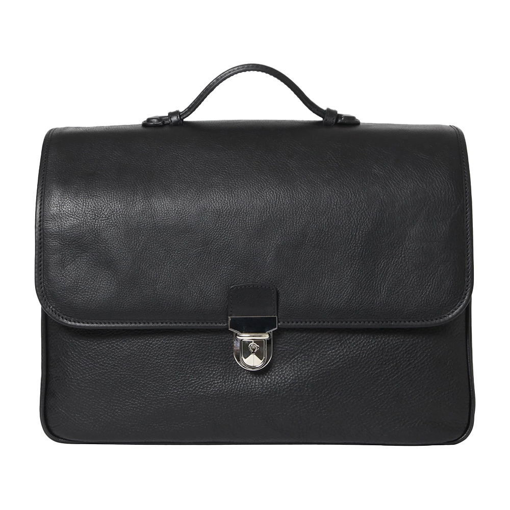 Stylish Black Leather Lightweight Messenger Bag
