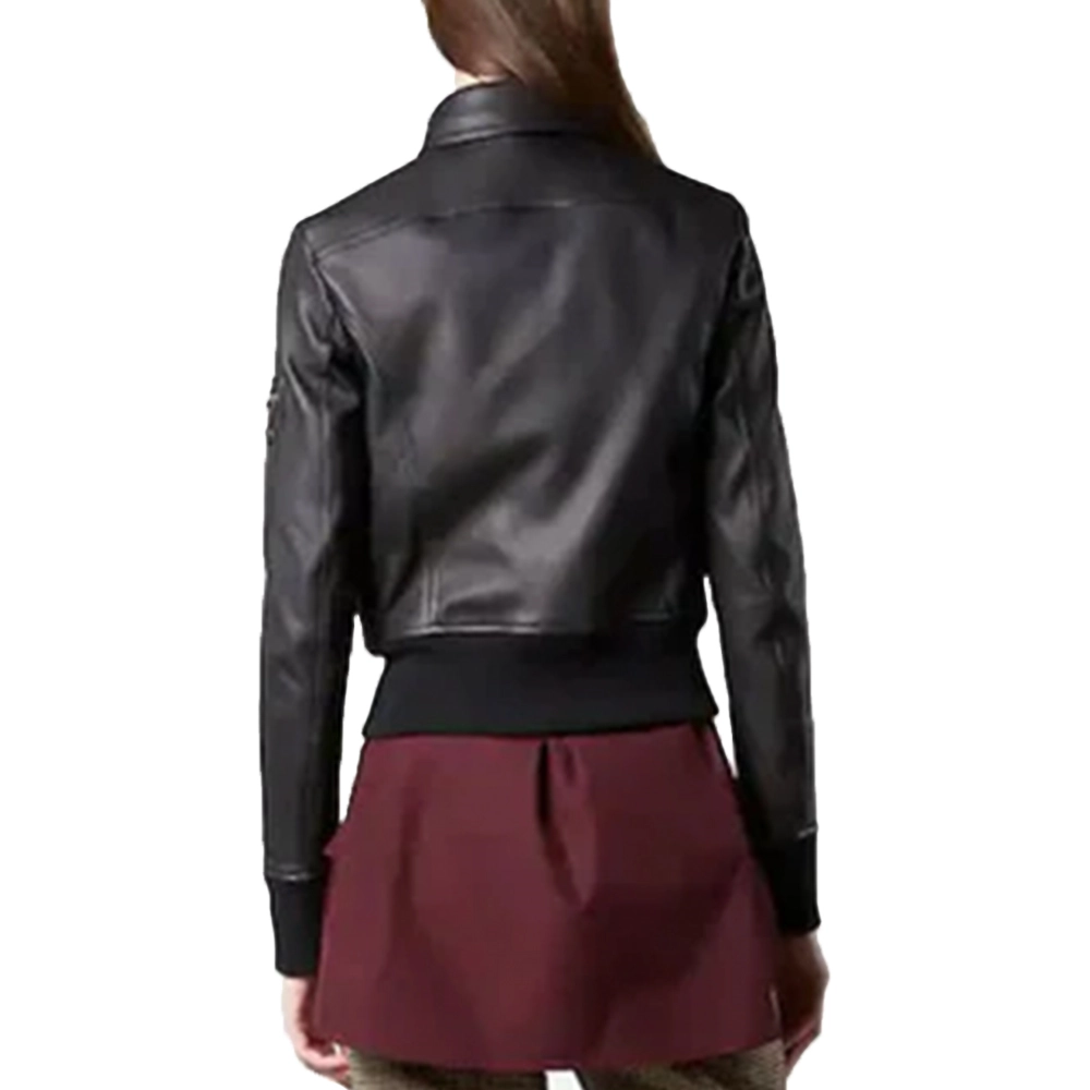Women’s Aviator Black Bomber Leather Jacket