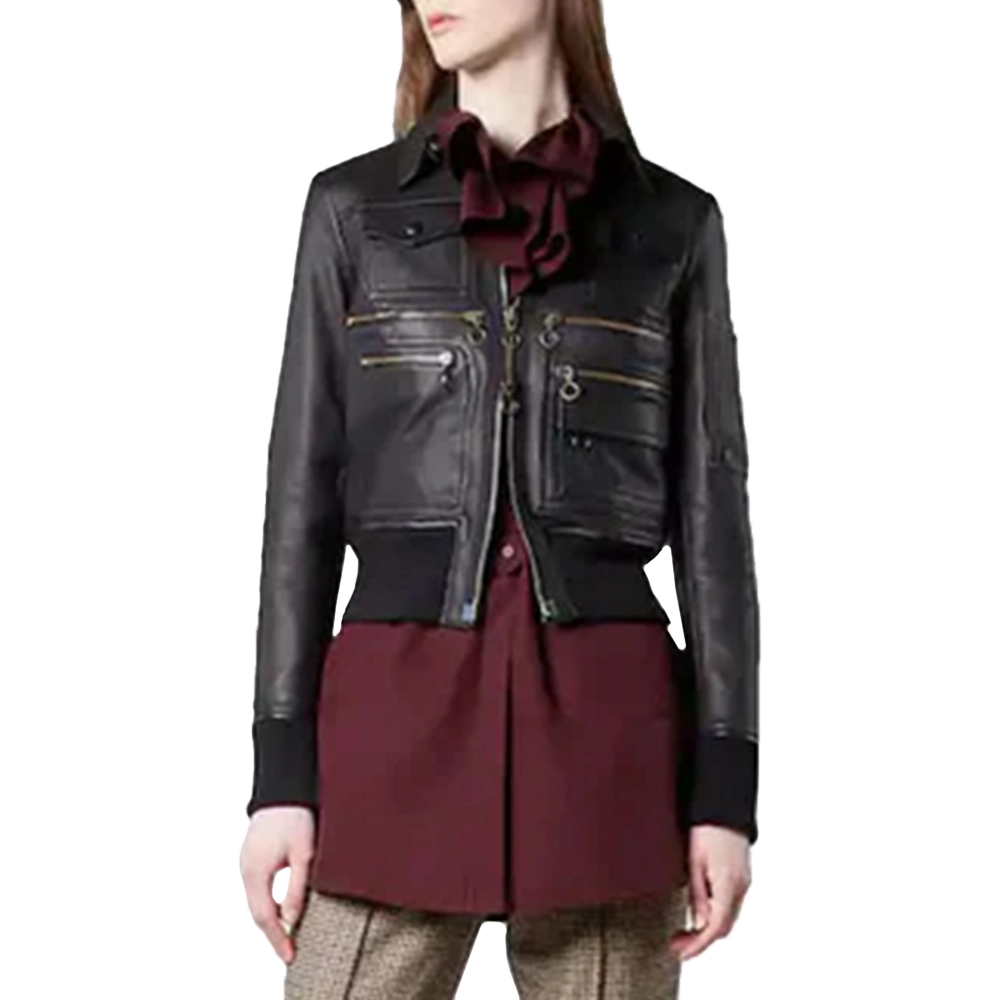 Women’s Aviator Black Bomber Leather Jacket