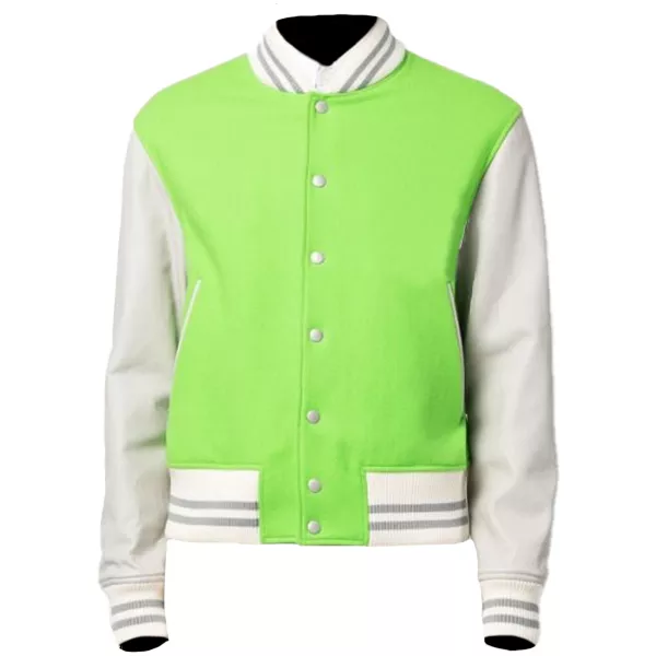 Womens Green and White Varsity Jacket